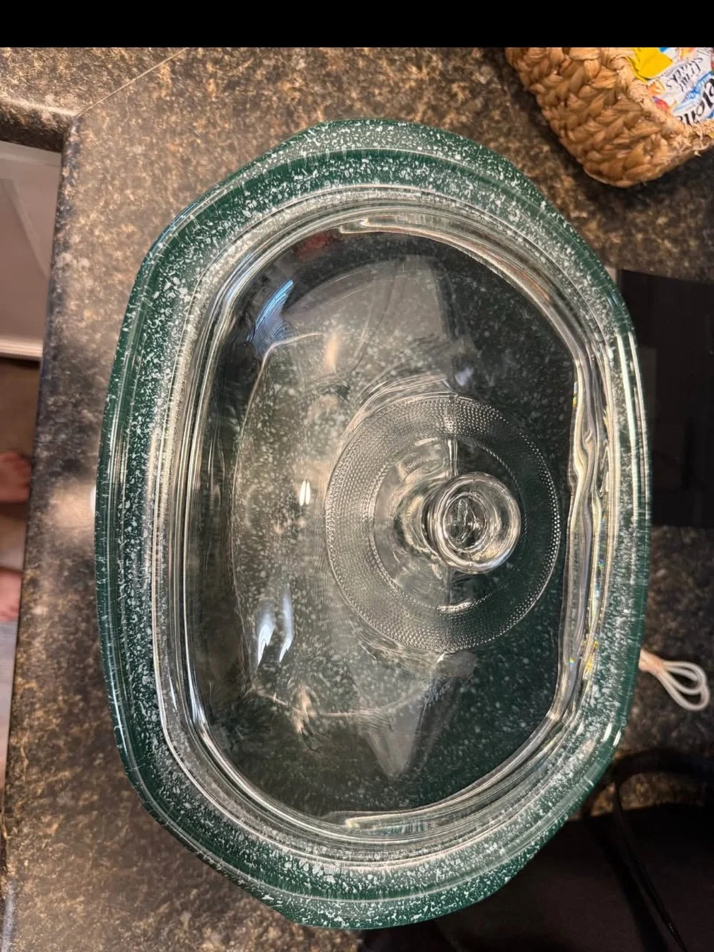 Rival Crock-Pot White Slow Cooker with Green and Red Vegetable Motif